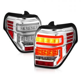 AmeriLite for 2010-2022 Toyota 4 Runner LED Tube Crystal Chrome Replacement Tail Light Assembly Pair - Passenger and Driver Side