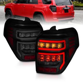 AmeriLite for 2010-2022 Toyota 4 Runner LED Tube Smoke Black Replacement Tail Light Assembly Pair - Passenger and Driver Side