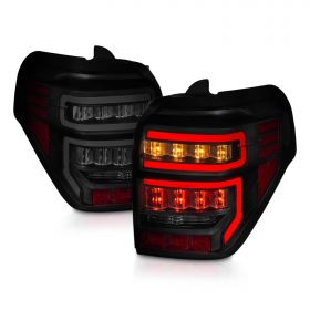 AmeriLite for 2010-2022 Toyota 4 Runner LED Tube Smoke Black Replacement Tail Light Assembly Pair - Passenger and Driver Side