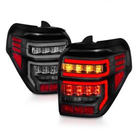 AmeriLite for 2010-2022 Toyota 4 Runner LED Tube Black Replacement Tail Light Assembly Pair - Passenger and Driver Side