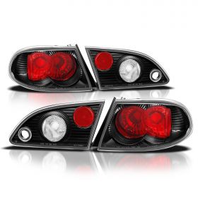 AmeriLite Black, Replacement Brake Taillights Set For 98-02 Toyota Corolla - Passenger and Driver Side