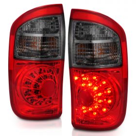 AmeriLite for 2000-2006 Toyota Tundra Double Cab Trim Red Smoke LED Replacement Tail Lights Pair - Passenger and Driver Side