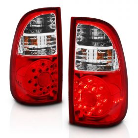 AmeriLite Red/Clear LED Replacement Brake Tail Lights Set For Toyota Tundra Regular and Access Cab - Passenger and Driver Side