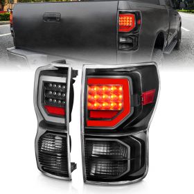 AmeriLite Replacement for 2007-2013 Toyota Tundra Pickup Crystal Black LED C-Type Tube Taillights Pair - Passenger and Driver Side