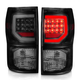 AmeriLite Replacement for 2007-2013 Toyota Tundra Pickup Smoke Black LED C-Type Tube Taillights Pair - Passenger and Driver Side