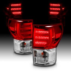 AmeriLite Clear Red LED Replacement Brake Tail Lights Bulb Included Set For 2007-2013 Toyota Tundra - Passenger and Driver Side