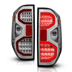 AmeriLite Chrome LED Parking Light Bar Brake Tail Lights Pair For 2014-2017 Toyota Tundra SR5 TRD SR
