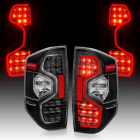 AmeriLite 2014-2021 Toyota Tundra SR5 TRD SR Pickup LED Black Brake Tail Lights 2016