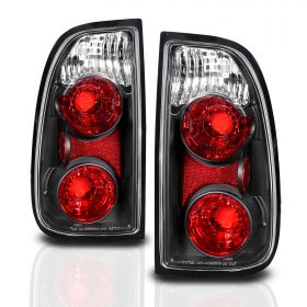AmeriLite for 2000-2006 Toyota Tundra Standard | Access Cab Euro Black Replacement Brake Tail Lights Assembly Pair - Passenger and Driver Side