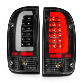 AmeriLite for 1995-2000 Toyota Tacoma Pickup C-Type LED Tube Black Replacement Tail Light Brake Lamp Set - Driver and Passenger Side