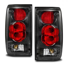 AmeriLite Black Replacement Tail Lights For 85-95 Toyota Pickup Truck Hilux - Passenger and Driver Side