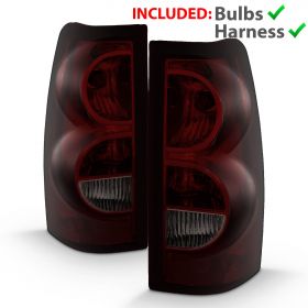 CHEVY SILVERADO 04-07 T.L DARK RED AND SMOKE LENS (BLACK RIM)