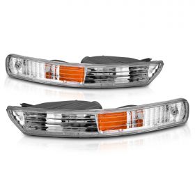 AmeriLite for 1998-2001 Acura Integra OE Chrome Amber Replacement Bumper Parking Lights Set - Passenger and Driver Side