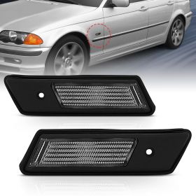AmeriLite for 1992-1996 BMW E36 3-Series 318/328/325/323 Black Side Marker Fender Lights Pair - Driver and Passenger Side