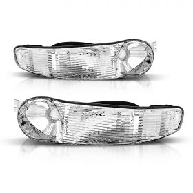 AmeriLite for GMC Sierra 1500 / Yukon/XL Denali Models Chrome Replacement Bumper Parking Lights Signal Lamps Pair - Passenger and Driver Side