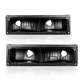 AmeriLite Replacement Parking Turn Signal Lights Black Pair For 88-98 Chevy Full Size - Passenger and Driver Side