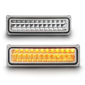 AmeriLite Chrome LED Parking Turn Signal Lights For Full Size/Blazer/Suburban : Sierra/Yukon - Passenger and Driver Side