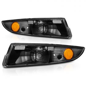 AmeriLite Bumper Lights Euro Black Amber For Chevy Camaro - Passenger and Driver Side