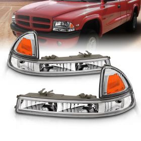 AmeriLite for 97-04/03 Dodge Dakota/Durango Front Replacement Bumper Lamp Turn Signal Parking Lights Set - Passenger and Driver Side