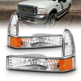 AmeriLite Front Bumper Parking Turn Signal Lights Set For Ford Excursion / Super Duty - Passenger and Driver Side