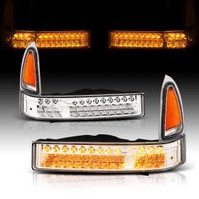 AmeriLite Chrome Parking Turn Signal Lights Set For Ford Excursion / Super Duty - Passenger and Driver Side