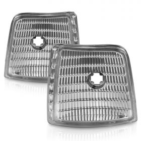 AmeriLite for 1992-1996 Ford F-Series Bronco OE Crystal Chrome Replacement Parking Sider Marker Light Set - Passenger and Driver Side