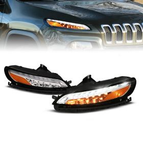 AmeriLite Chrome LED Parking Turn Signal Replacement Lights Pair For 2014-2016 Jeep Cherokee - Driver and Passenger Side
