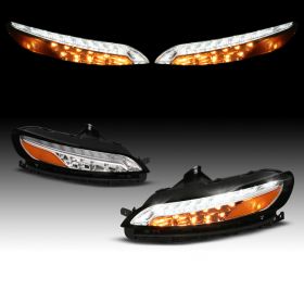 AmeriLite Chrome LED Parking Turn Signal Replacement Lights Pair For 2014-2016 Jeep Cherokee - Driver and Passenger Side
