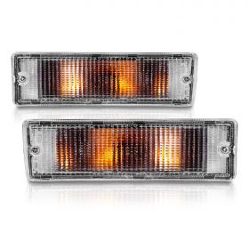 AmeriLite Replacement Clear Bumper Lights Pair for 1988-1997 Nissan Hardbody Pickup / 88-95 Pathfinder - Passenger and Driver Side