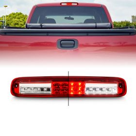 AmeriLite for 1999-2007 Chevy Silverado : GMC Sierra Full LED Crystal Red Clear 3rd Brake Light High Mount Stop Cargo Lamp