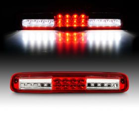 AmeriLite for 1999-2007 Chevy Silverado : GMC Sierra Full LED Crystal Red Clear 3rd Brake Light High Mount Stop Cargo Lamp