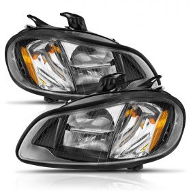 AmeriLite for 2002-2019 Freightliner M2 Reflection LED Main Beam Black Replacement Headlight Pair - Passenger and Driver Side