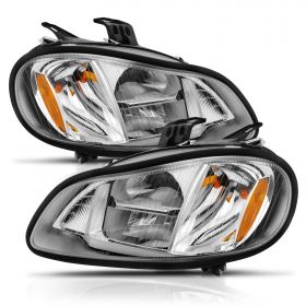 AmeriLite for 2002-2019 Freightliner M2 Reflection LED Main Beam Chrome Replacement Headlight Pair - Passenger and Driver Side