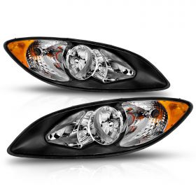 AmeriLite Factory Style Black Replacement Headlights Set for 2008-2016 International ProStar - Driver and Passenger Side