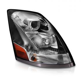 AmeriLite Chrome Projector Headlights For Volvo VN/VNL Series (PASSENGER RIGHT SIDE) High/Low Beam Bulb Included