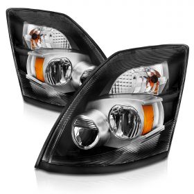 AmeriLite for Volvo 2004-2018 VNL / 15-18 VNX Chrome High Power Hi/Lo LED Replacement Headlight Pair - Passenger and Driver Side