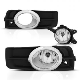 AmeriLite for 2009 Chevy Cruze Chrome Clear Fog Lights Set - Passenger and Driver Side
