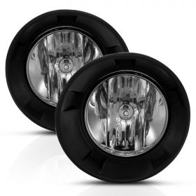 AmeriLite for 2010-2013 Chevy Camaro Clear Chrome Driving Fog Light Bumper Lamp Assembly Set Bulbs Bezel included - Passenger and Driver Side