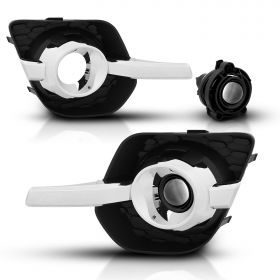 AmeriLite for 2010-2016 Chevy Equinox Glass Projector Lens Bumper Fog Lights Driving Lamps - Passenger and Driver Side