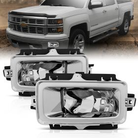 AmeriLite for 2014-2015 Chevy Silverado 1500 Bumper Lamps Fog Lights w/Switch+Bulb - Passenger and Driver Side