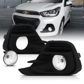 AmeriLite for 2016-2019 Chevy Spark Chrome Clear Fog Lights Set - Passenger and Driver Side