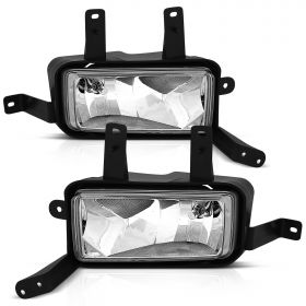 AmeriLite for 2015 2016 2017 Chevy Suburban/Tahoe Black Clear lens Bumper Fog Lights Pair - Passenger and Driver Side