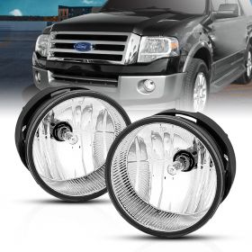 AmeriLite for 2008-2011 Ford Ranger Fit 2007-2014 Expedition Bumper Chrome Fog Lights Pair - Passenger and Driver Side