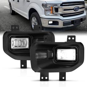 AmeriLite [Full LED] Black Replacement Fog Lights Assembly Set for 2015-2017 Ford F150 Pickup Truck - Driver and Passenger Side