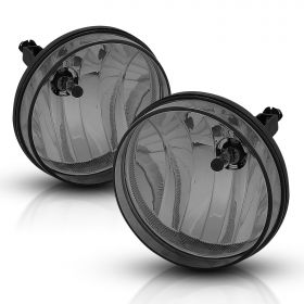 AmeriLite for 2007 2008 2009 2010 2011 2012 2013 GMC SIERRA Smoke Bumper Fog Lights Pair - Passenger and Driver Side