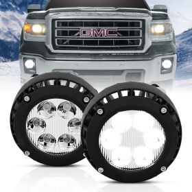 AmeriLite for 2007-2016 Chevy Pontiac Ford GMC Pickup Truck SUV Driving Full LED Fog Lights Pair - Passenger and Driver Side