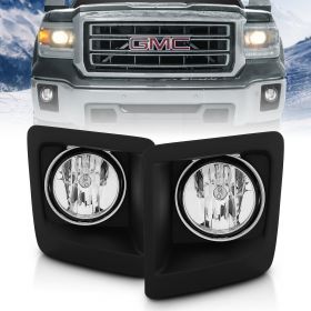 AmeriLite for 2014 2015 2016 GMC Sierra 1500 Chrome LED RIM Driving Bumper Fog Lights Pair - Passenger and Driver Side