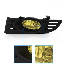 AmeriLite for 2003-2005 Honda Accord 2DR JDM Golden Yellow Lens Driving Bumper Fog Lights Pair - Passenger and Driver Side