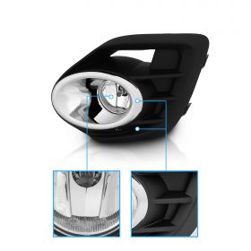 AmeriLite for 2015-2017 Mitsubishi Lancer Bumper Lamps Fog Lights Glass Lens w/Switch+Bulb - Passenger and Driver Side