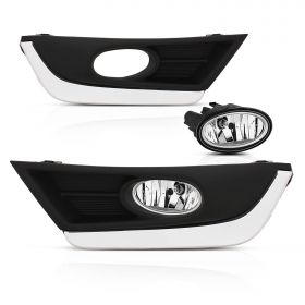 [GLASS]For 2017-2018 Honda CRV CR-V Chrome Trim Driving Bumper Fog Lights Pair